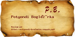 Potyondi Boglárka névjegykártya